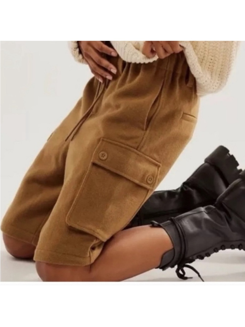 Free People Charlie Wool LingLine Academia Inspired Cargo Shorts M